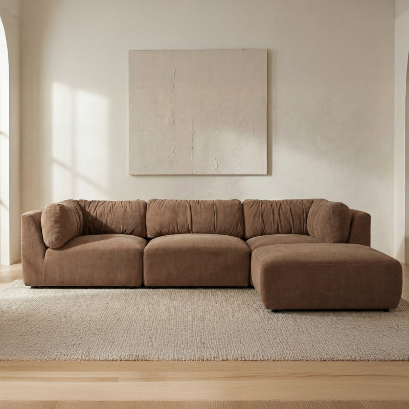 Matina Lounge Modular Sectional Taupe, Tan Polyester