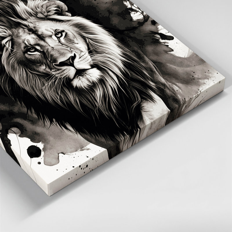 «Big Cats Asiatic Lion», art mural sur toile noire, H 11 po x l 14 po