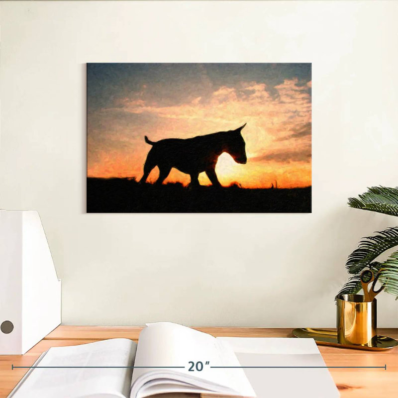 Brampt Bull Terrier At Sunset, 8" H x 12" W