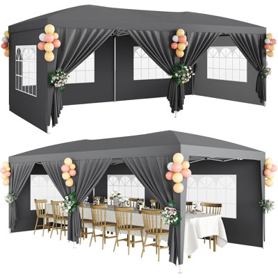 Pop Up Canopy Tent, 10x20 FT Easy Up Outdoor Gazebo with 6 Removable Sidewalls, 3 Adjustable Heights, Portable Party Tent for Backyard, Events, Patio, Parking