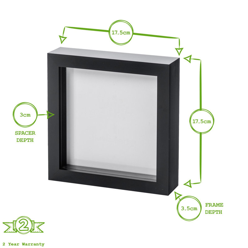 Nicola Spring - 3D Box Photo Frame, Black, 17.5cm H x 17.5cm W x 3.5cm D
