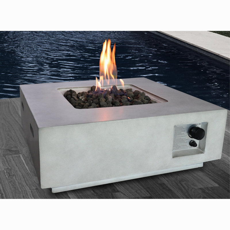 Fiber Reinforced Concrete Propane/Natural Gas Fire Pit Table, Gray