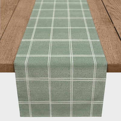 Linen With Plaid Green 4 Table Runner