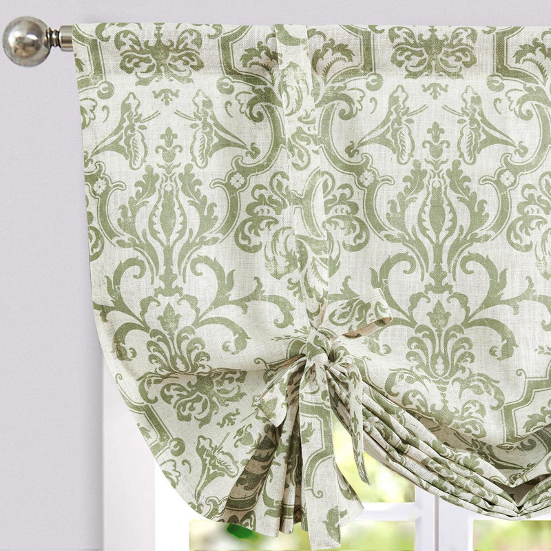 Abat-jour floral en lin avec attaches Valancel, L 42 po x L 45 po, Vert