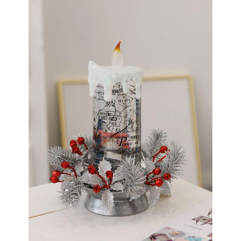 Bougie sans flamme del de décoration led, Neige / argent / rouge