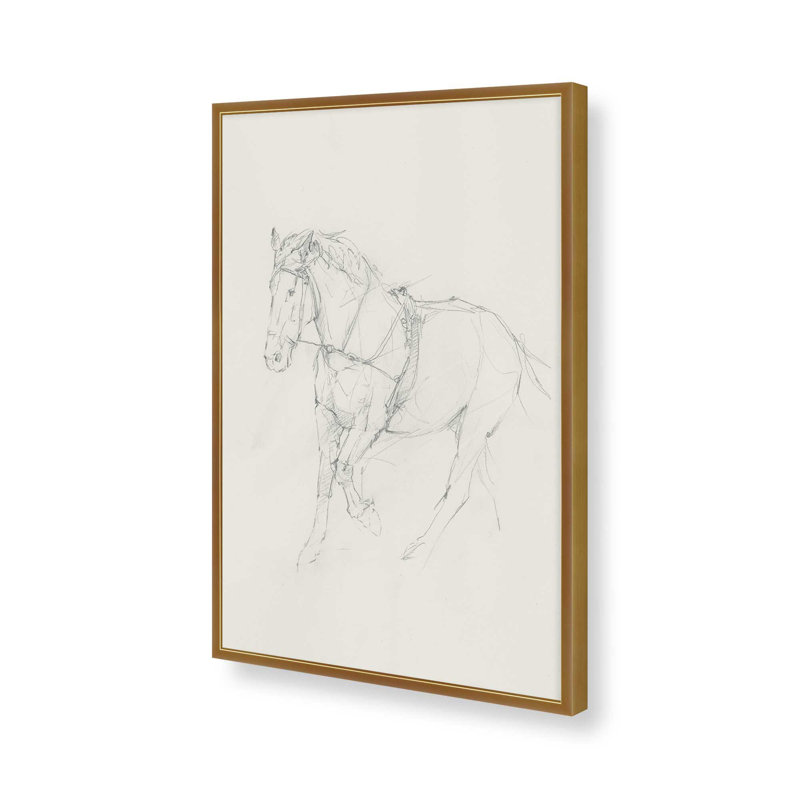 Reproduction d'art sur toile Bridled Horse, H 40 po x l 30 po, Impression sur cadre ouvert sans papier mat, Doré