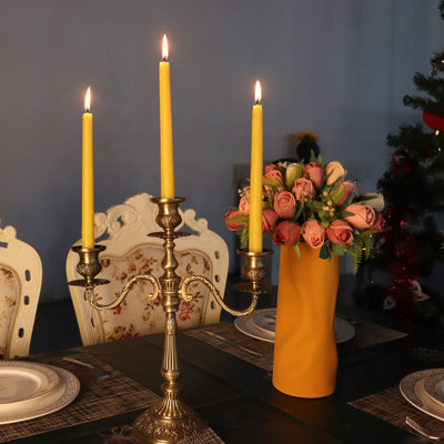 12-Pack Natural Beeswax Taper Candles – 10" Dripless & Smokeless Unscented Dinner Candles, 100% Pure Beeswax with Cotton Wick, Standard 7/8" Base Fits All Taper Holders, 10-Hour Burn – for Tablescape, Wedding, Thanksgiving & Christmas Decor