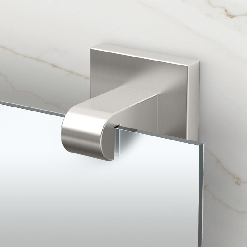 Miroir de salle de bain mural rectangulaire sans cadre Elevate | Fixation horizontale ou verticale, Nickel satiné