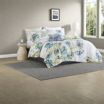 Premium Cotton Bedding Sets, Tropical Coastal Comfort, Queen Size For Bedroom Decor