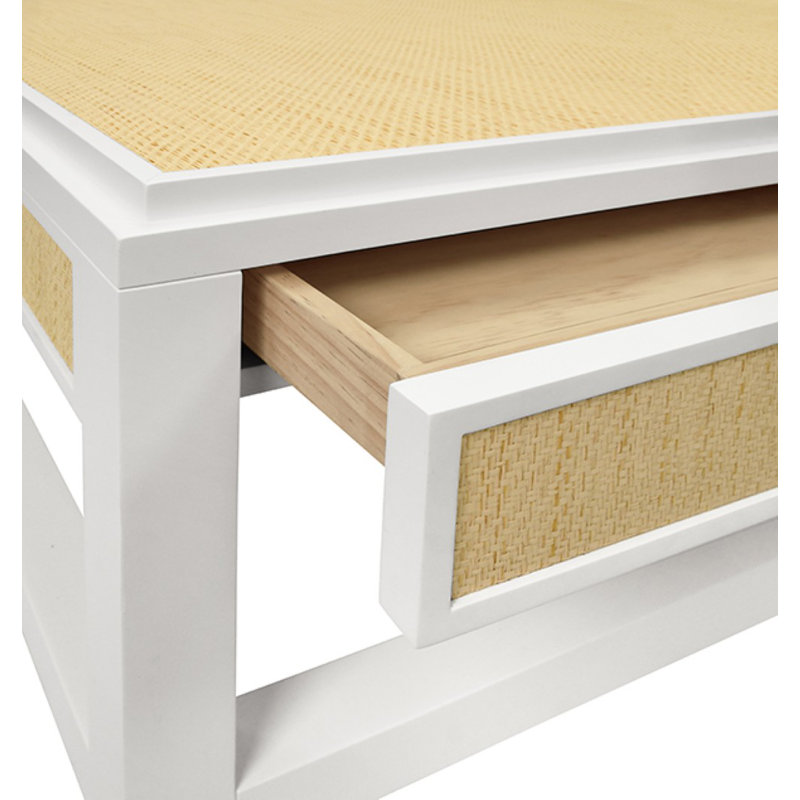 Table basse à deux tiroirs cachés, Beige / Blanc