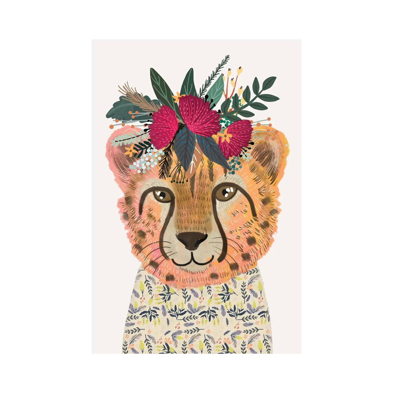 «Cheetah» par Mia Charro - impression d'art graphique, H 12 po x l 8 po x P 0,75 po, Toile tendue
