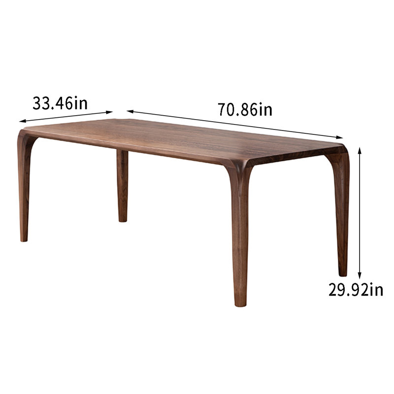 Walnut Solid Wood Dining Table, 33.46" W x 70.86" L