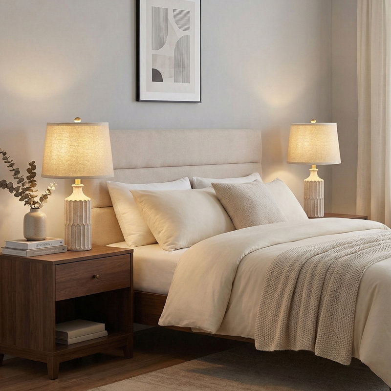 Ensemble de lampes de table en céramique de 23 po ChenJoss, convient aux chambres à coucher, aux salons, aux bureaux et aux bureaux (ensemble de 2)