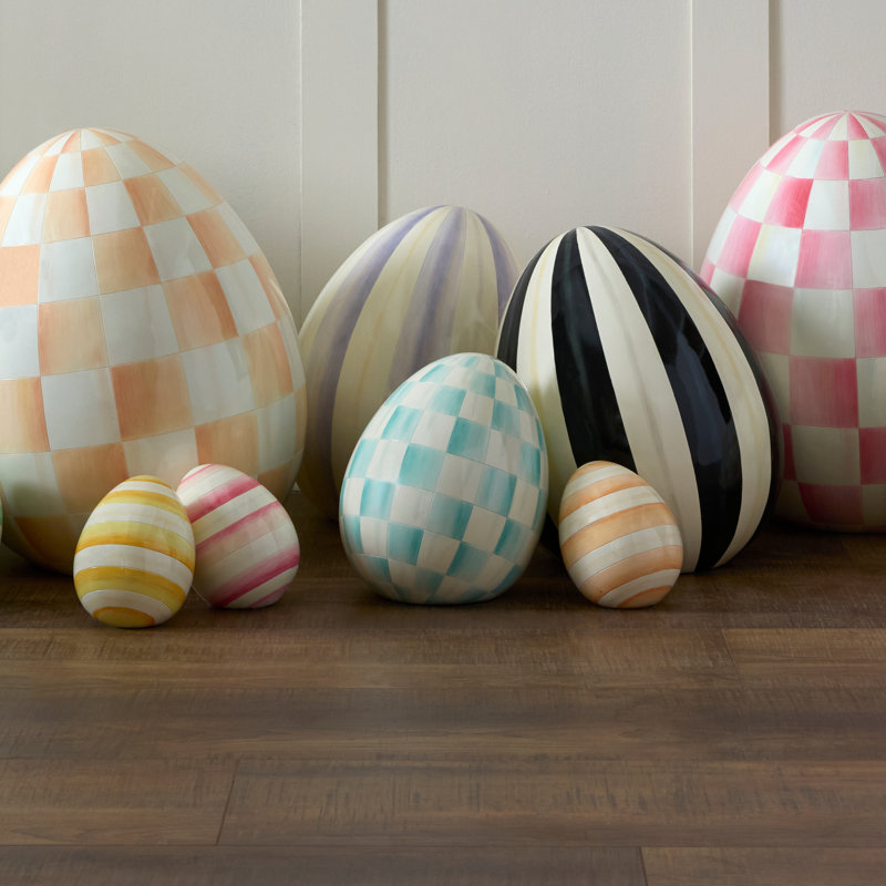 Mint Check Large Egg, 10 in x 7 in, Teal/White
