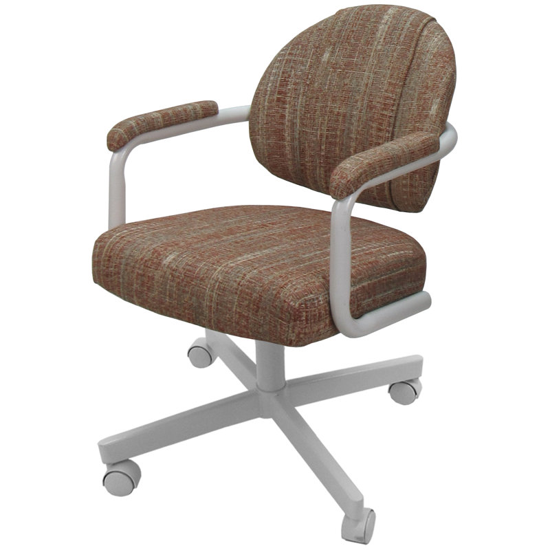 Chaise avec accoudoirs Lakiah, Blanc, Mahogany
