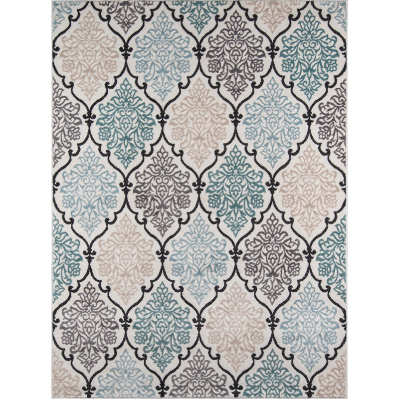 Wickford Damask Indoor Rug, Rectangle 3'11" x 5'7"