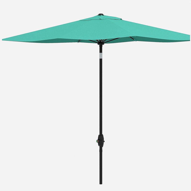 Parasol de marché pour l'extérieur avec manivelle et inclinaison à bouton-poussoir Outsunny, Sarcelle