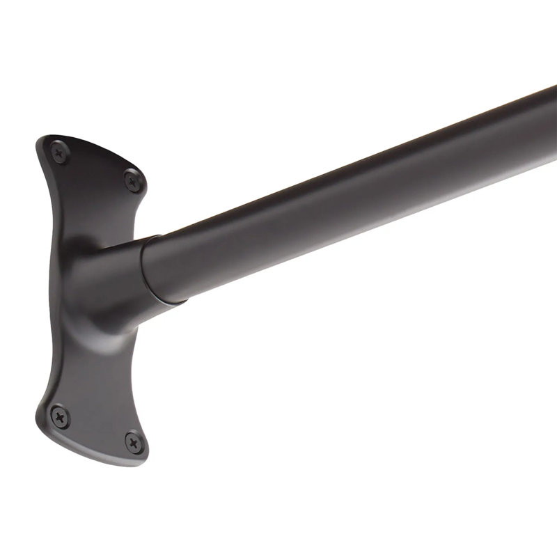 60" L D-Shaped Fixed Shower Rod Enclosure, Matte Black
