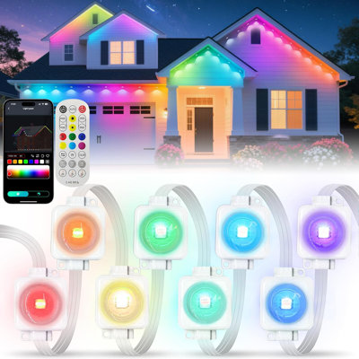 Feux d'extérieur permanents 100 lumières 60 lumières RVB avec télécommande et application