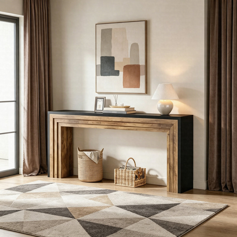 Console 70,9 po Farmhouse, Naturel, Noir