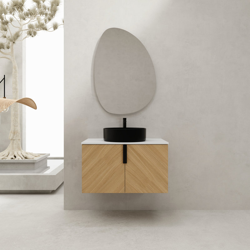Meuble-lavabo de salle de bain avec lavabo en céramique et porte à fermeture en douceur, 30"