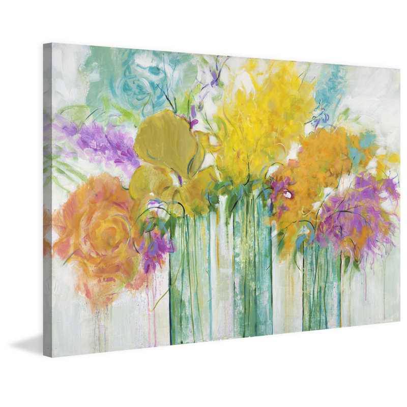"Warm Summer Blooms I" par Julie Joy, reproduction sur toile tendue, H 12 po x l 18 po x P 1,5 po