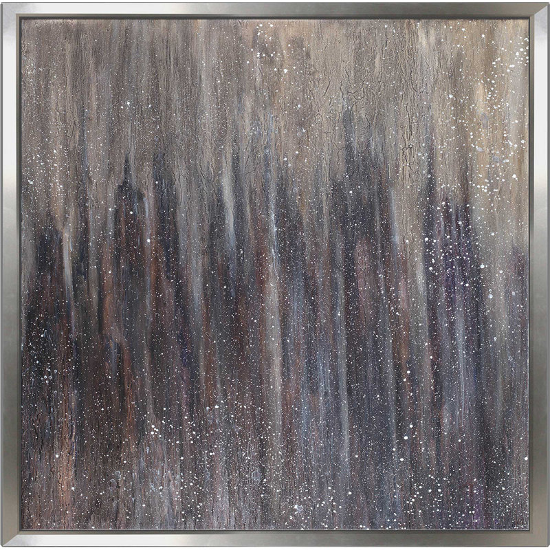 «Downtown Blizzard», reproduction de peinture acrylique sur toile, H 21,5 po x l 21,5 po x P 2 po, Cadre flottant argent