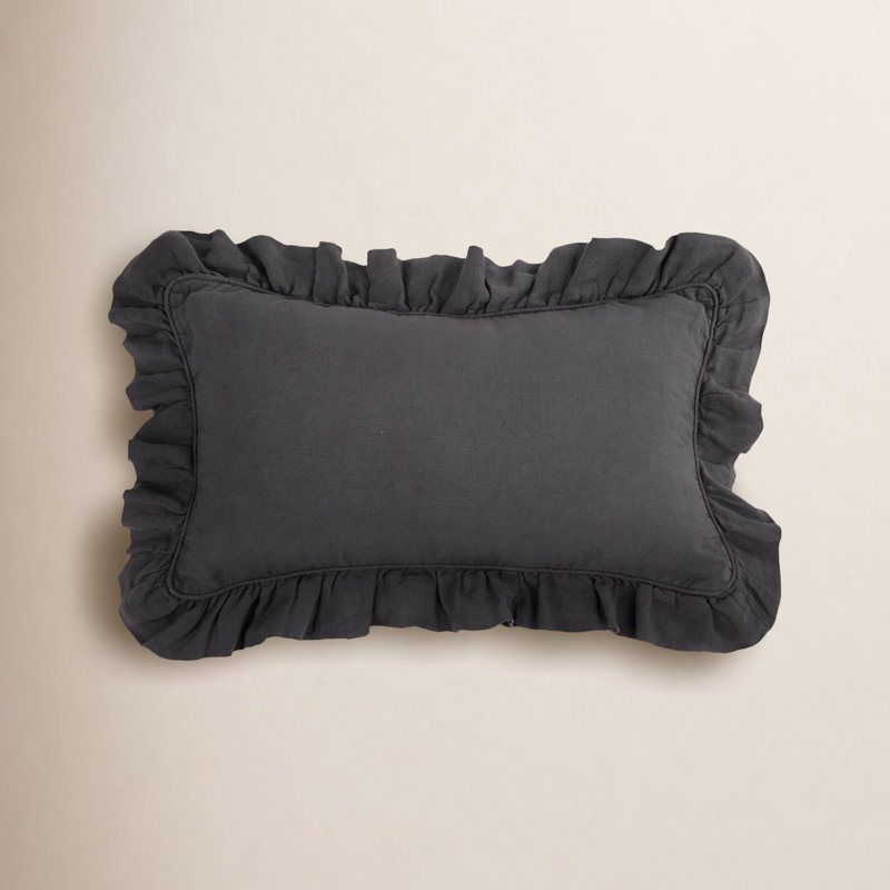 Basillo Linen Lumbar Pillow Cover & Insert, Gray