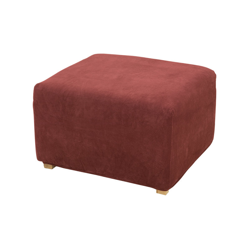 Taupe Stretch Pique Ottoman Slipcover with Elastic Bottom