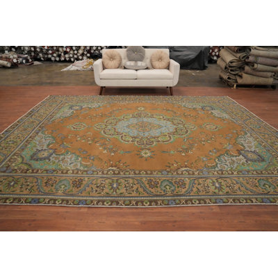 Tapis traditionnel orange en laine 10 x 12