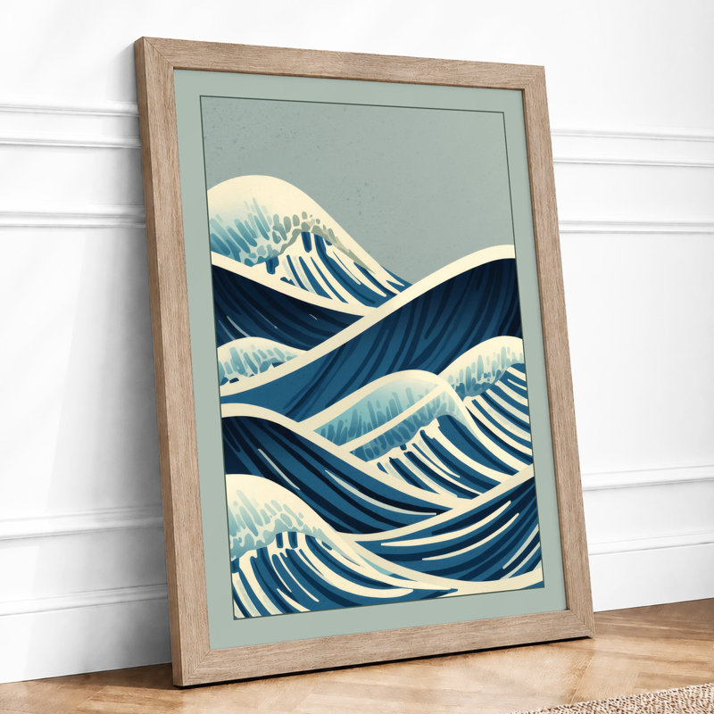 Tide in Lines Coastal - Framed Print, A1 - 84.1 x 59.4 cm, Oak