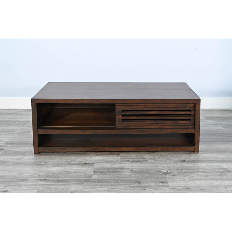 Table basse à portes coulissantes et roulettes Hokku Designs