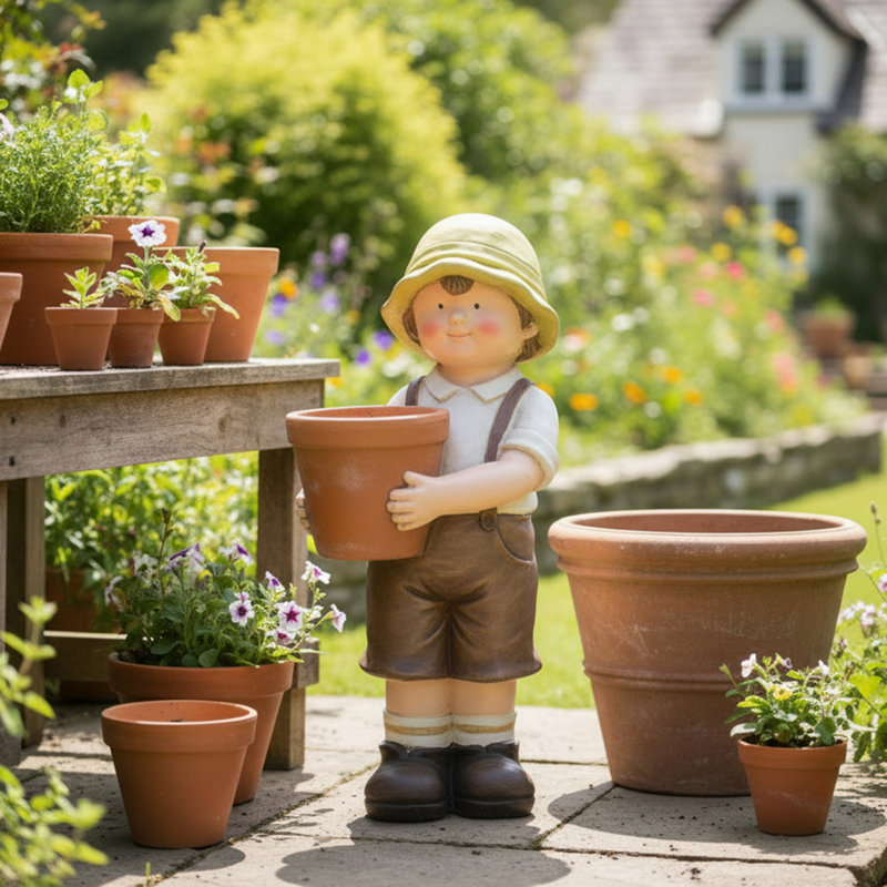 Magnesia Garden Boy Holding Planter