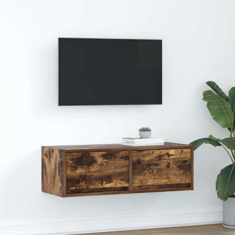TV Cabinet 31x25.5 Cm Engineered Wood, Smoked Oak, 80 cm
