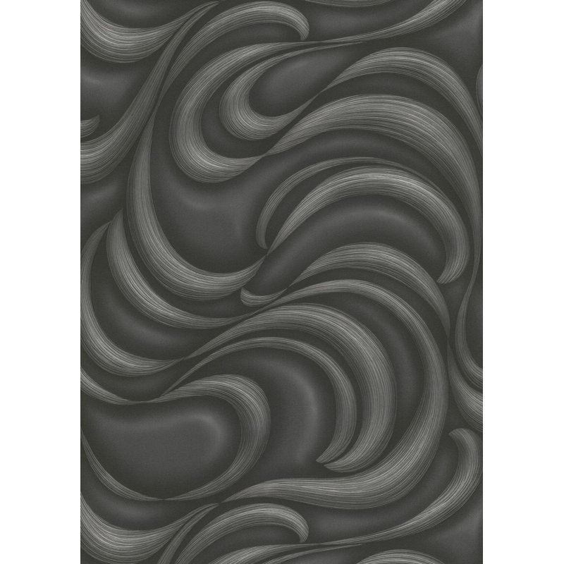 Rouleau de papier peint texturé L 33 pi x l 21 po, noir / mat / métallique / effet, Noir / mat / métallique