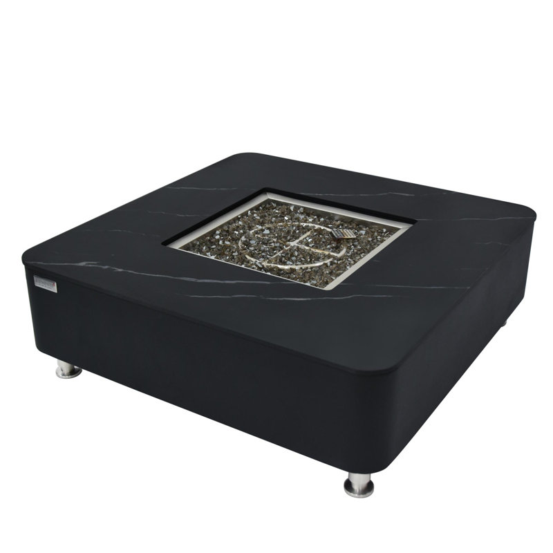Foyer de table en porcelaine liquide 42 "Copenhagen, H 14,4 po x l 42,1 po x P 42,1 po, Propane, Noir bulgare