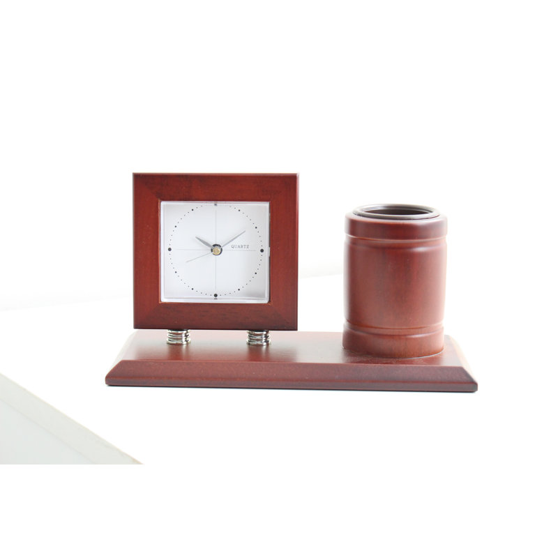 Analogue Wood Mechanical Tabletop Clock Brown Wood