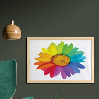 Ambesonne Flower Wall Art With Frame, Rainbow Colored Sunflower Or Daisy Spring Inspired Image Hippie Style Modern Design, Printed Fabric Poster For B -  East Urban Home, 1674CFD2625A4E128AAD715FAC8CFE49