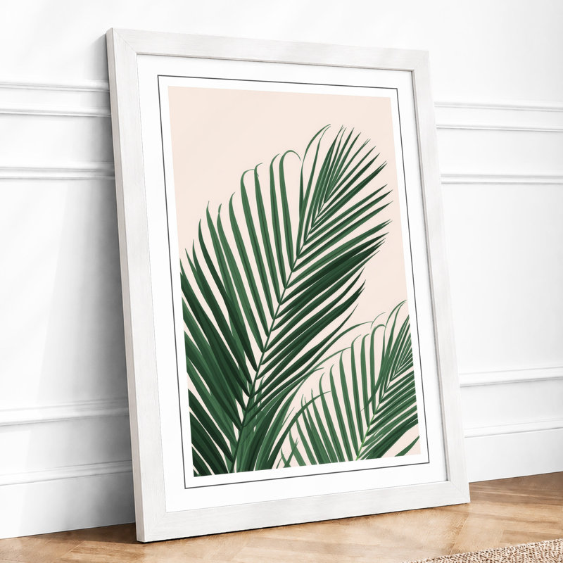 Verdant Palm Fronds Botanical - Framed Print, A1 - 84.1 x 59.4 cm, White