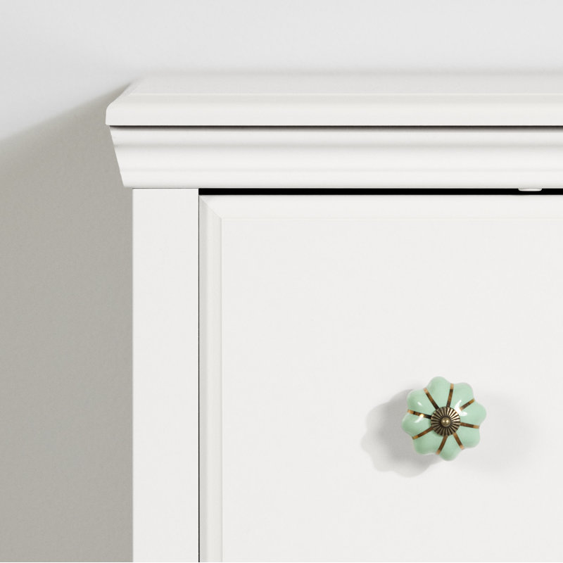 Bohemian Pure White 3-Drawer Dresser with Wicker Baskets