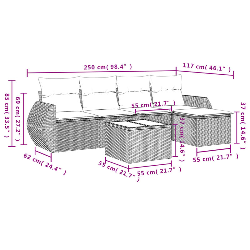 Ensemble de canapé de jardin Vidaxl noir, blanc crème