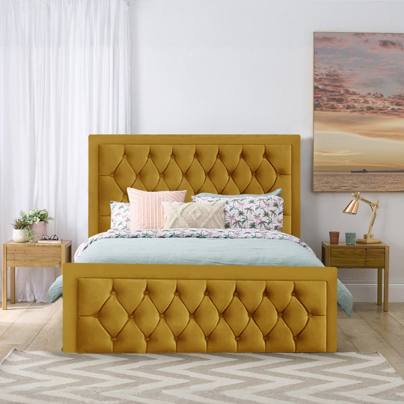 Lillias Upholstered Ottoman Storage Bed, Turmeric, 135 x 190 cm