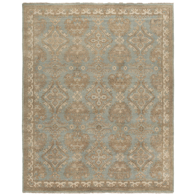Sivas Hand-Knotted Light Blue/Ivory Area Rug, Rectangle 8' x 10'