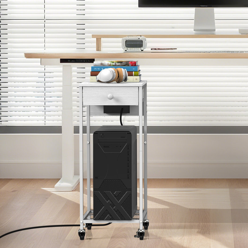 Printer Stand - White with Power Strip
