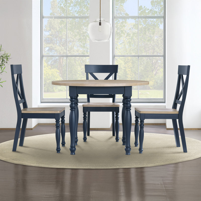 Darcy 42" Round Wood Dining Set, Blue