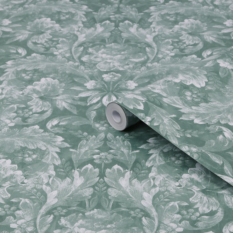 Rouleau de papier peint L 33 pi x l 21 po Apolline, Vert jade