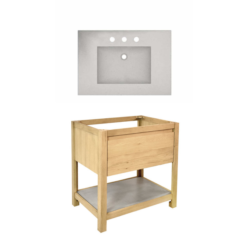 Solace 30.5" Single Bathroom Vanity Set, Sunrise Oak, Ash, Ash