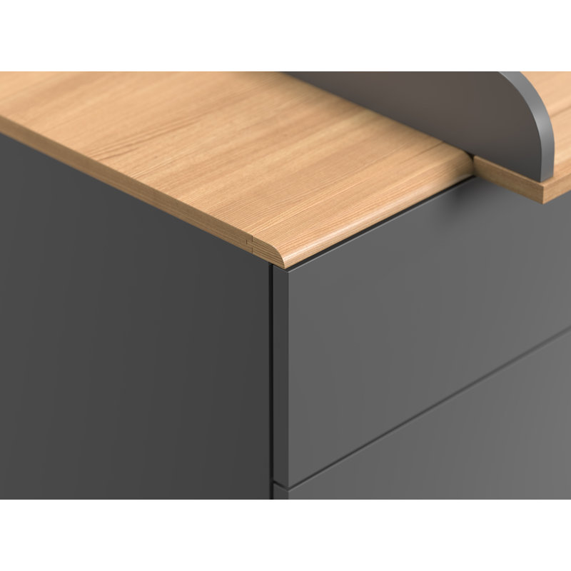 Horta Kids 3 - Drawer Dresser, Dark Grey/Oak