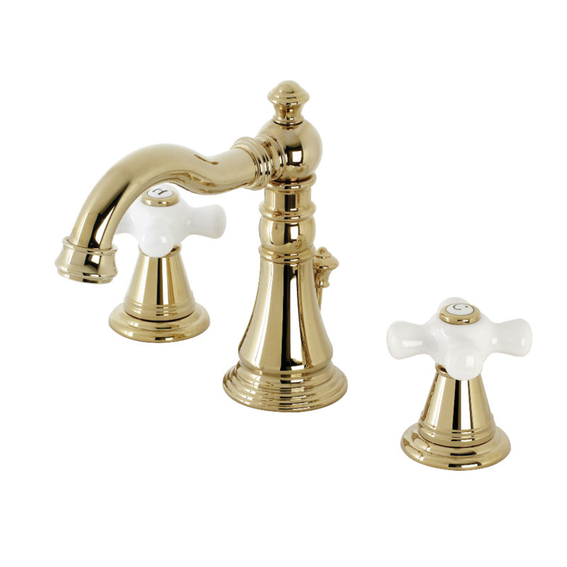 Robinet de salle de bain à large entraxe avec drain American Fauceture Classic, Laiton poli