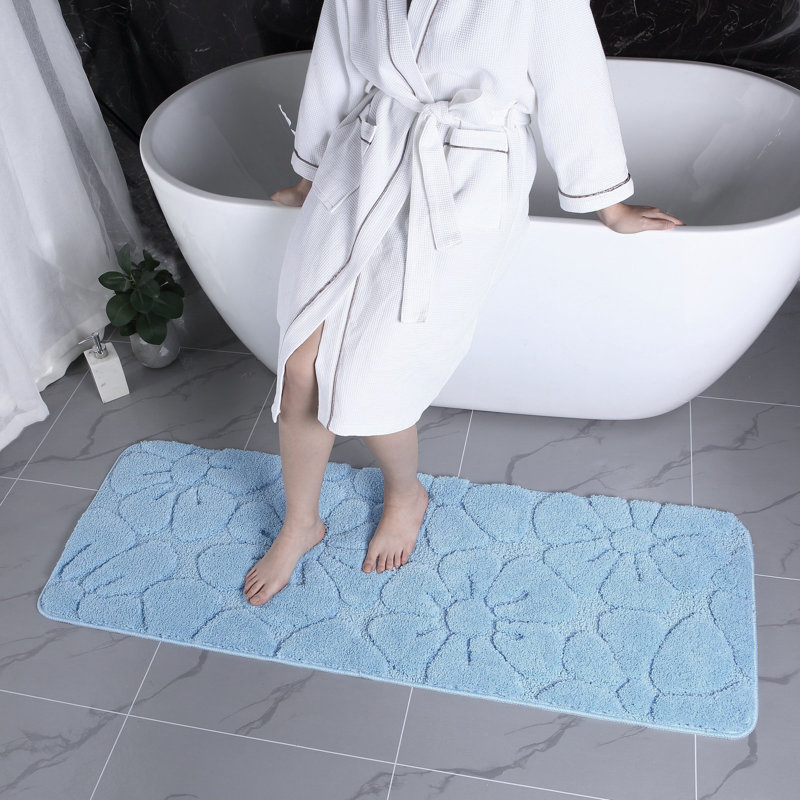 Non-Slip Bath Rug, Blue, 20" W x 50" L